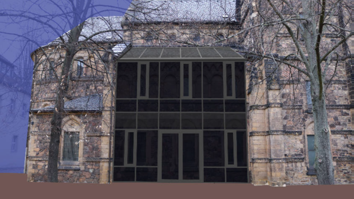 Entwurf der Fassade mit Begegnungszentrum